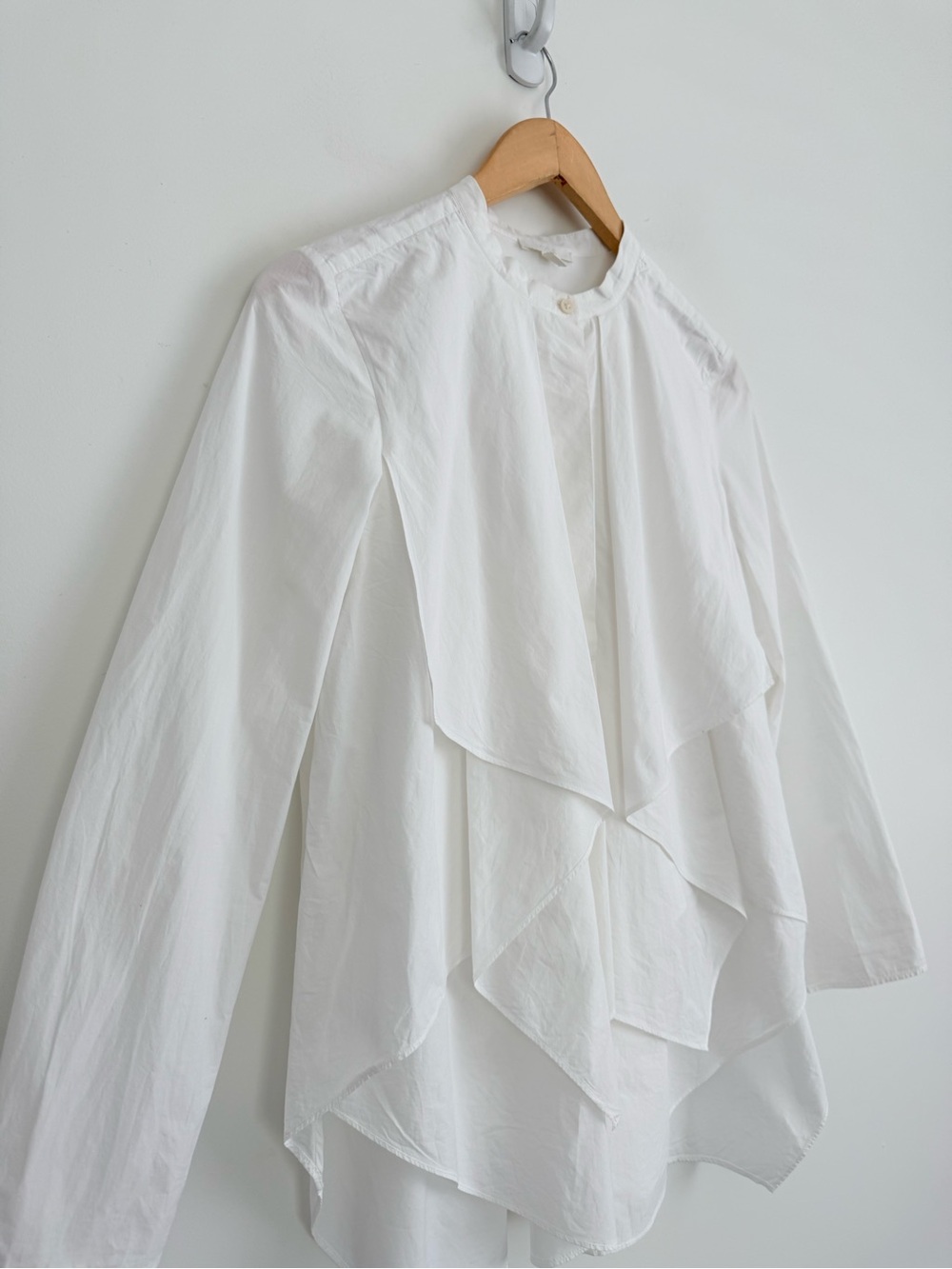 COS Draped Front Cotton Shirt in White - Picture 3 of 9
